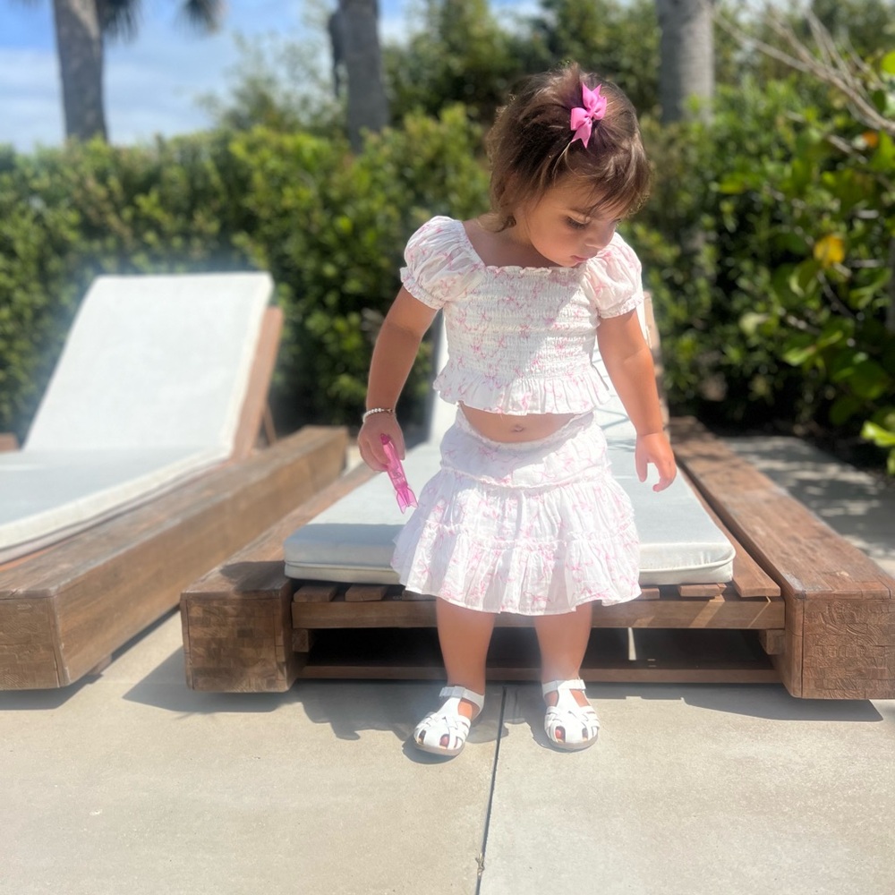 LoveShackFancy Pink Floral Kids Skirt and top set